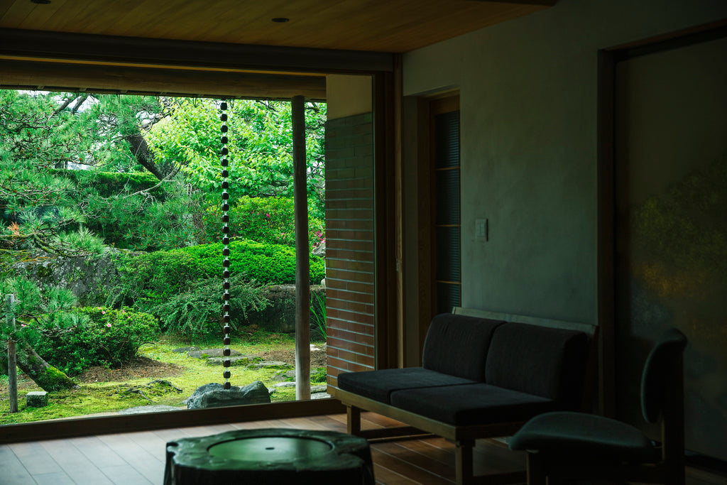 Aesthetic Japanese Garden Enhanced with Rain Chains